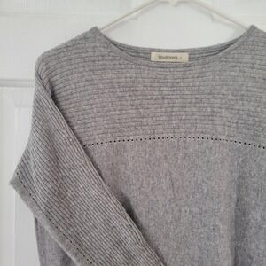 WoolOvers Sweater Women S Grey Merino Cashmere Ribbed Knit Capsule Neutral Cozy